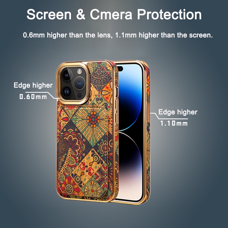 Ốp Điện Thoại Bằng Gỗ Có Ngăn Đựng Thẻ Hình Hoa Cho iphone 15 pro max 15 plus / 15 pro / 14 pro max / 14 plus / 12 13 pro max 2 Trong 13 pro max