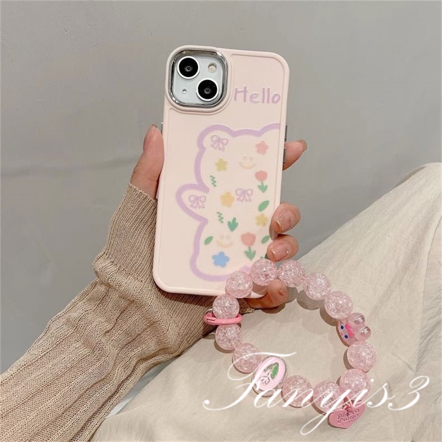 Ôp Điện Thoại Hình Gấu Hồng Dễ Thương Cho iphone 15 14 13 12 11 pro max x xr xs max 8 7 6 6s plus se 2020 Ốp