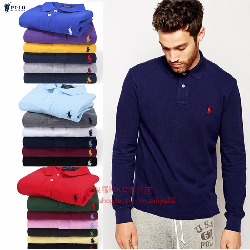  Áo sơ mi Polo dài tay Polo Ralph Lauren Pony của Mỹ dành cho doanh nhân Áo sơ mi đáy nam Áo thun ve áo nam 