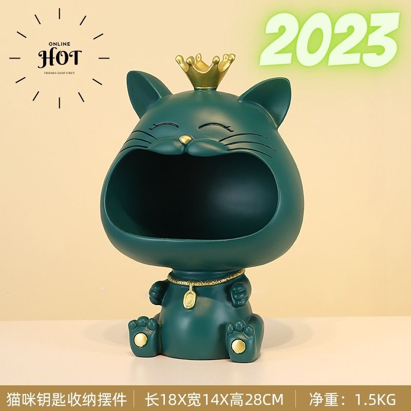 Decor Để Bàn "Mèo há miệng" đựng chìa khóa trang trí phong cách Bắc Âu