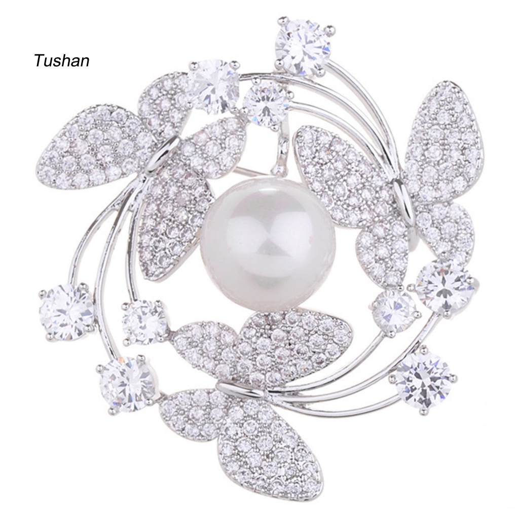 Ghim Cài Áo Hình Tròn Đính Ngọc Trai Nhân Tạo Thời Trang Cho Nữ