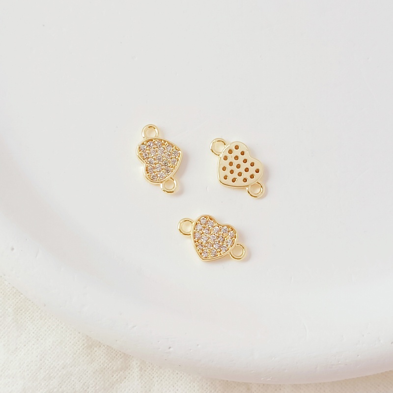 Mặt Dây Chuyền Hình Cỏ Bốn Lá / Trái Tim Khảm Đá Zircon Màu Vàng 14k Làm Trang Sức Thủ Công diy