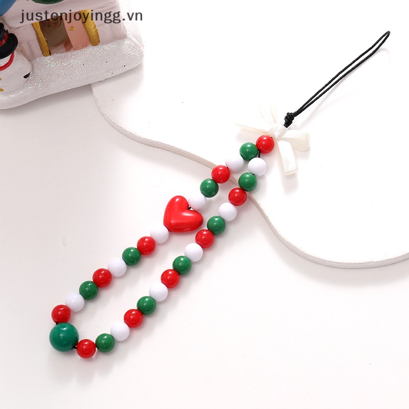 Dây Đeo Điện Thoại Xâu Hạt acrylic Chống Thất Lạc Hình Bánh Mì Gừng Giáng Sinh Dễ Thương