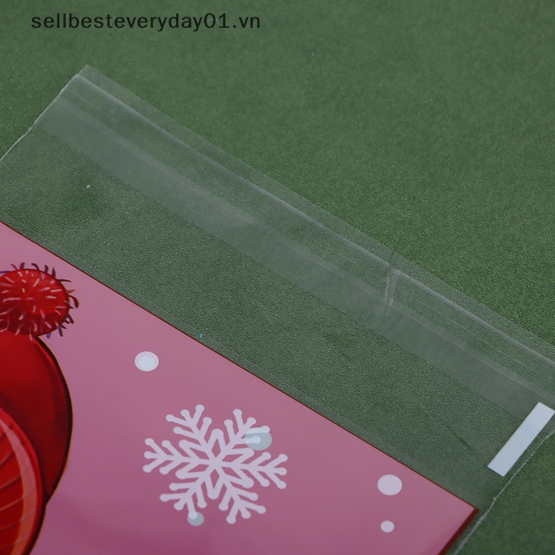 Set 100 Túi Nhựa Đựng Bánh Kẹo Giáng Sinh Tự Dính Có Thể Dùng Làm Quà Tặng / Trang Trí Tiệc Giáng Sinh