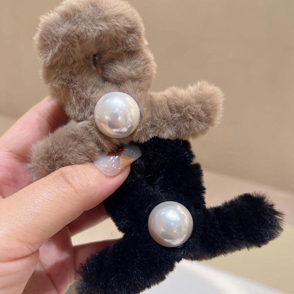 Dalton Kẹp Tóc Bằng acrylic Lông Thỏ Giả Chéo Kích Thước Trung Bình Phong Cách Hàn Quốc Thanh Lịch Mùa Đông