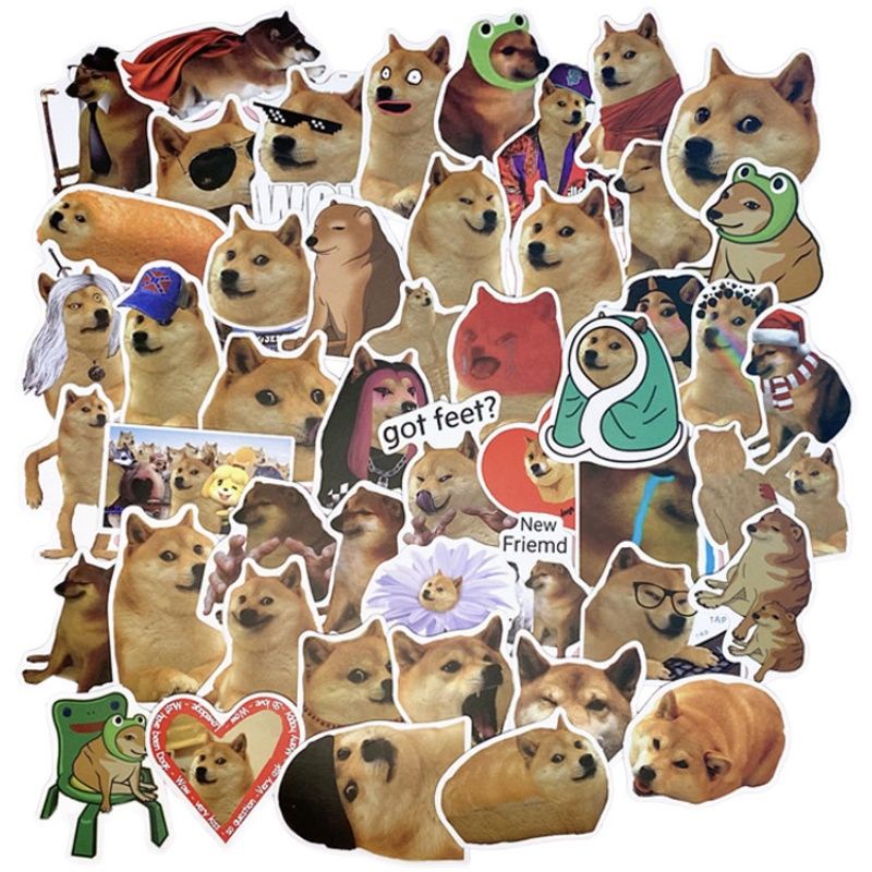 Bộ 50 Miếng Dán Hình Chú Cún emoji Ngộ Nghĩnh Trang Trí laptop / Điện Thoại / Xe Hơi / Vali