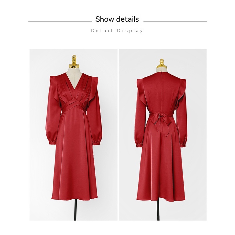 Váy Satin xòe cỡ lớn phù hợp cho nữ mùa thu