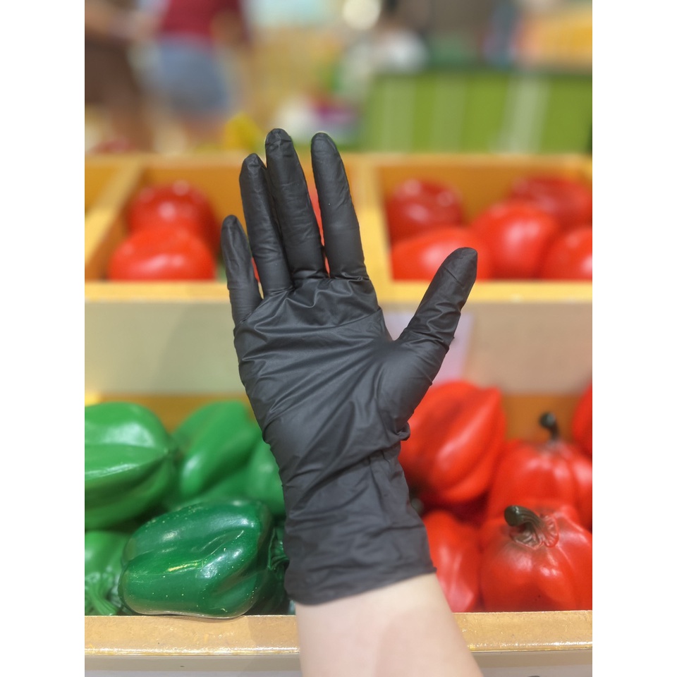 Găng tay cao su y tế màu đen nitrile không bột Sgloves hộp 100 chiếc