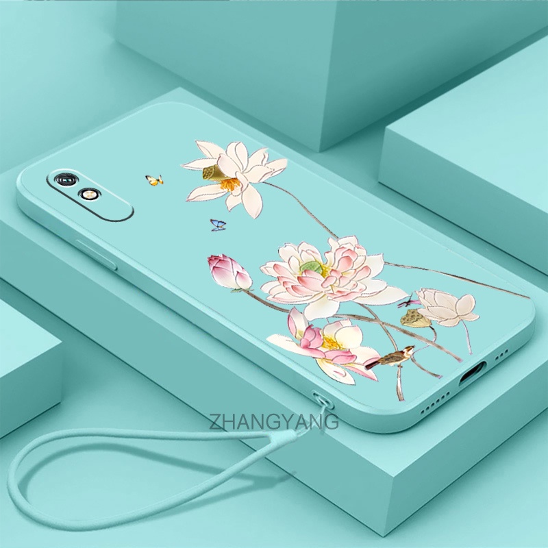 ốp lưng redmi 9a Ốp Điện Thoại tpu Viền Thẳng Chống Rơi Thời Trang Và Xinh Xắn Kèm Dây Đeo Cho redmi 9a