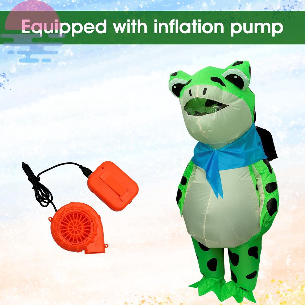 Bộ Áo Liền Quần Bơm Hơi Chống Thấm Nước Hình Ếch Xanh Hoạt Hình Vui Nhộn shopskc3041