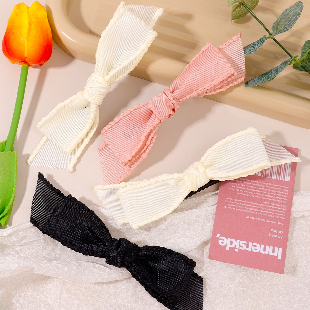 Kẹp Tóc Hình Nơ Phối Lưới Đính Nơ Ruy Băng Đơn Giản Thời Trang Phong Cách Hàn Quốc Cho Nữ