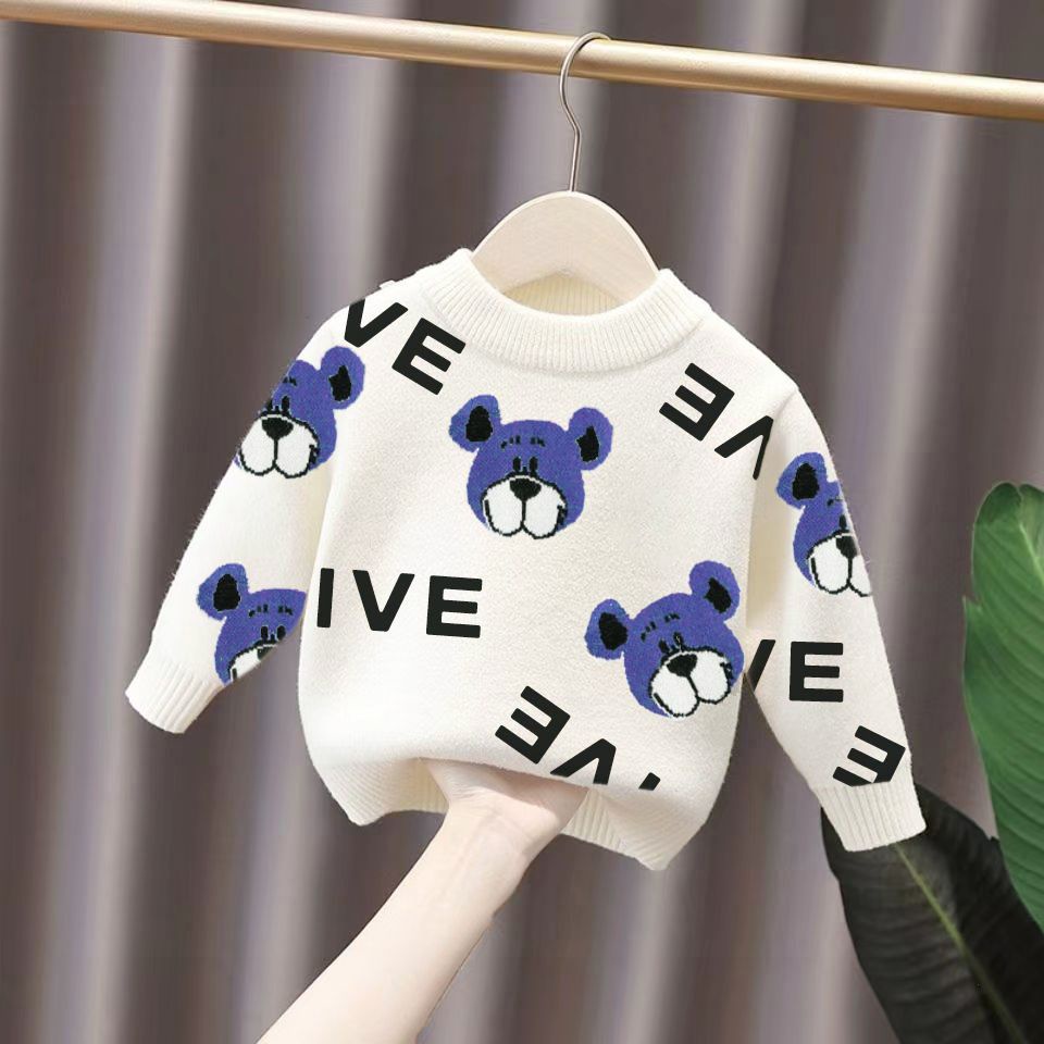 Áo Sweater Nhung Dệt Kim Thời Trang Thu Đông Hàn Quốc Mới 2023 Dành Cho Bé Trai Và Bé Gái