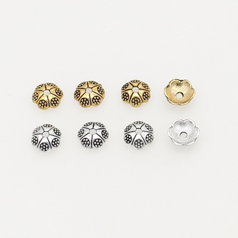 Set 5 Hạt Xâu Chuỗi Bằng Hợp Kim Bạc 6mm Dùng Làm Trang Sức diy