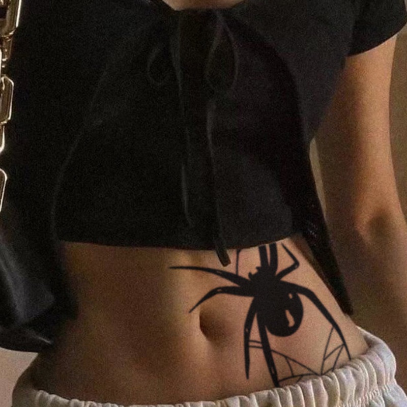 Đen Hình Xăm Dán Tạm Thời Trong 15 Ngày Hình Nhện Và Cây Lá