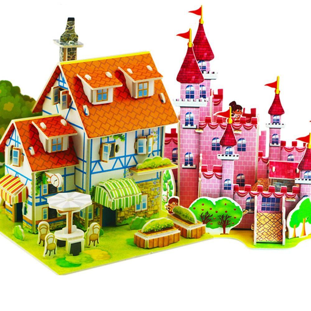 Bộ Đồ Chơi Xếp Hình Ngôi Nhà 3d Bằng Giấy diy Thẻ Giấy Thú Vị Cho Bé
