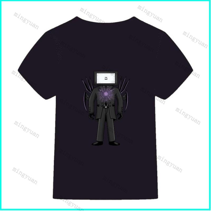 Áo Thun Tay Ngắn In Hình Mingyuan Titan Tv Man Skibidi Toilet Thiết Kế Dáng Rộng Cho Thanh Thiếu Niên 11 Tuổi