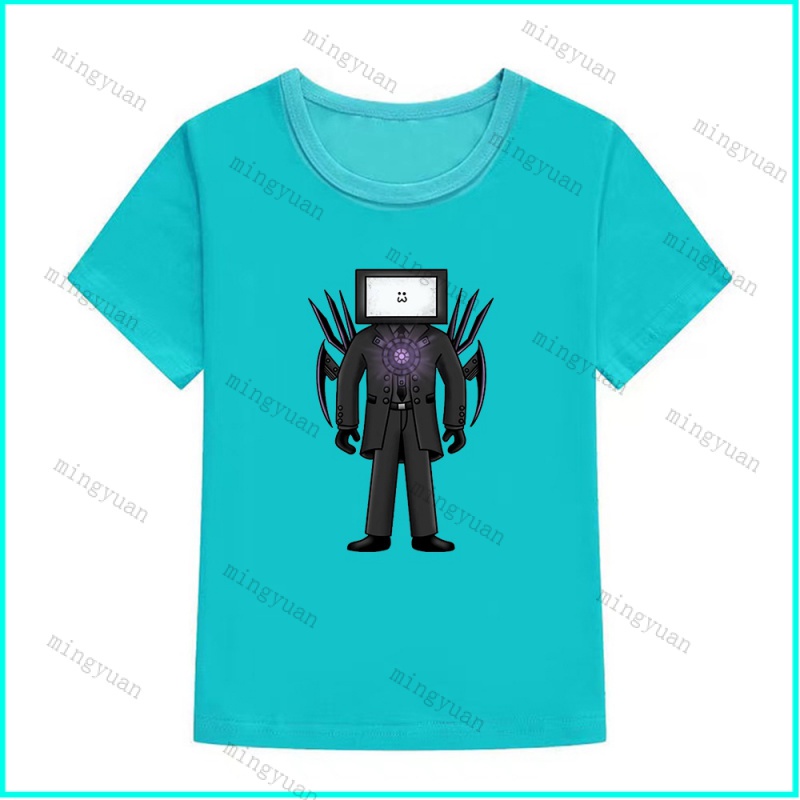 Áo Thun Tay Ngắn In Hình Mingyuan Titan Tv Man Skibidi Toilet Thiết Kế Dáng Rộng Cho Thanh Thiếu Niên 11 Tuổi