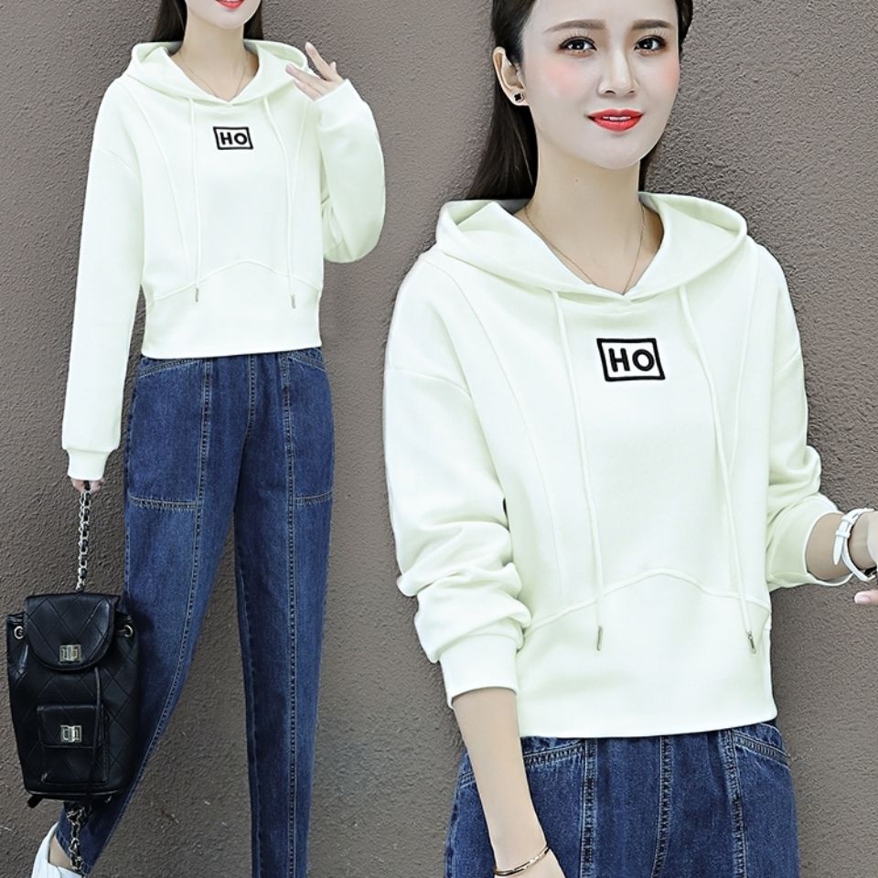 Áo hoodie Lửng Dài Tay Thêu Họa Tiết Thời Trang Dành Cho Nữ
