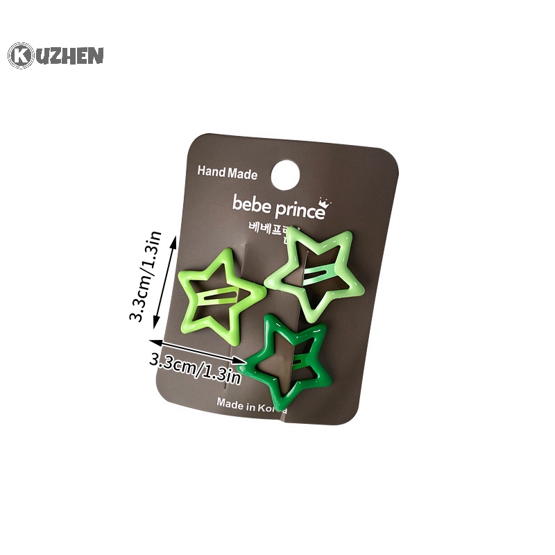 Kuzhen set 3 Kẹp Tóc Kim Loại Hình Ngôi Sao Nhiều Màu Sắc Dễ Thương Cho Nữ y2k