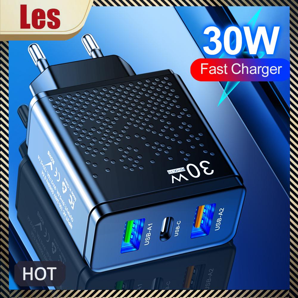 Củ Sạc 2 Cổng usb-a + 1 pd type-c 30w Cho xiaomi samsung ip 14