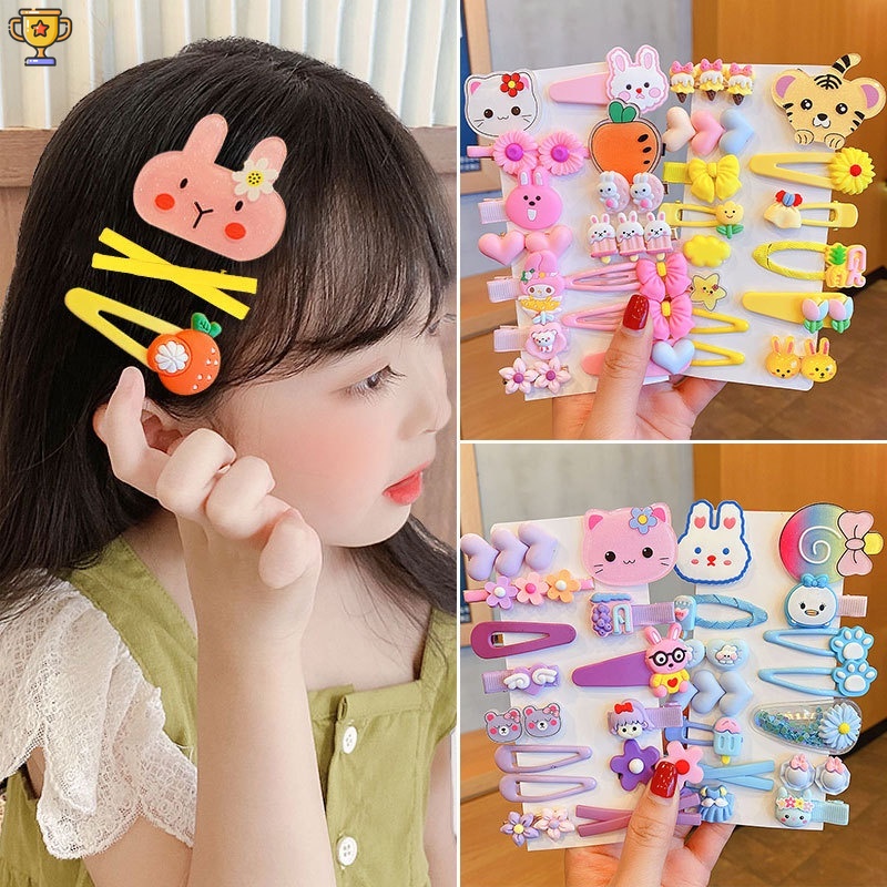 Set 14 Kẹp Tóc Hoạt Hình Dễ Thương Cho Bé Gái