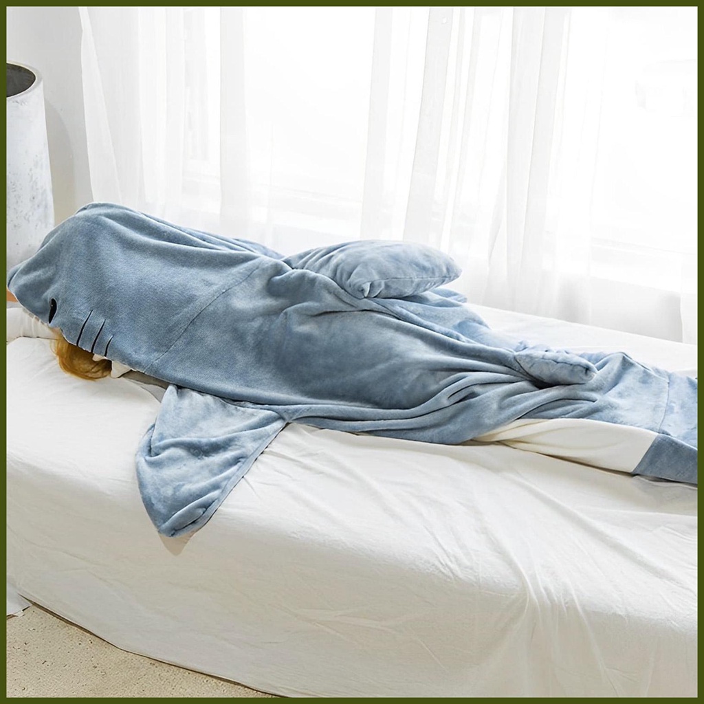 Chăn Liền Thân Hóa Trang Cá Mập Hoạt Hình onesie Đáng Yêu Có Mũ Trùm Đầu Cho Trẻ Em Và Người Lớn tongvn