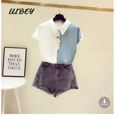 Uibey Bán Sỉ Áo Sơ Mi In Ghép Nối Vừa Vặn 9717