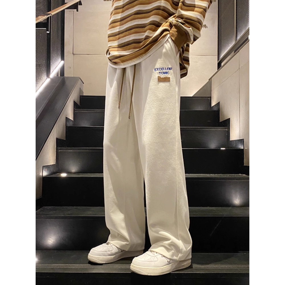 Đen Quần Dài Ống Rộng Dây Rút Phong Cách Thể Thao Đường Phố Mỹ Cho Nam