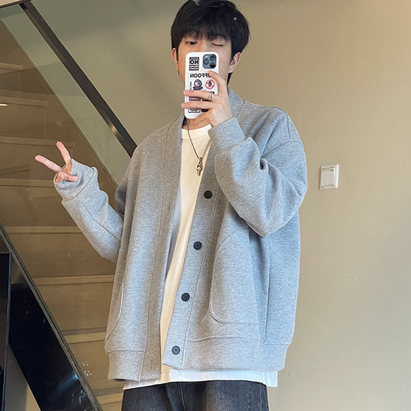 Áo Khoác Bóng Chày Dài Tay Phong Cách Hàn Quốc Thời Trang Thu Đông Đơn Giản Dành Cho Nam