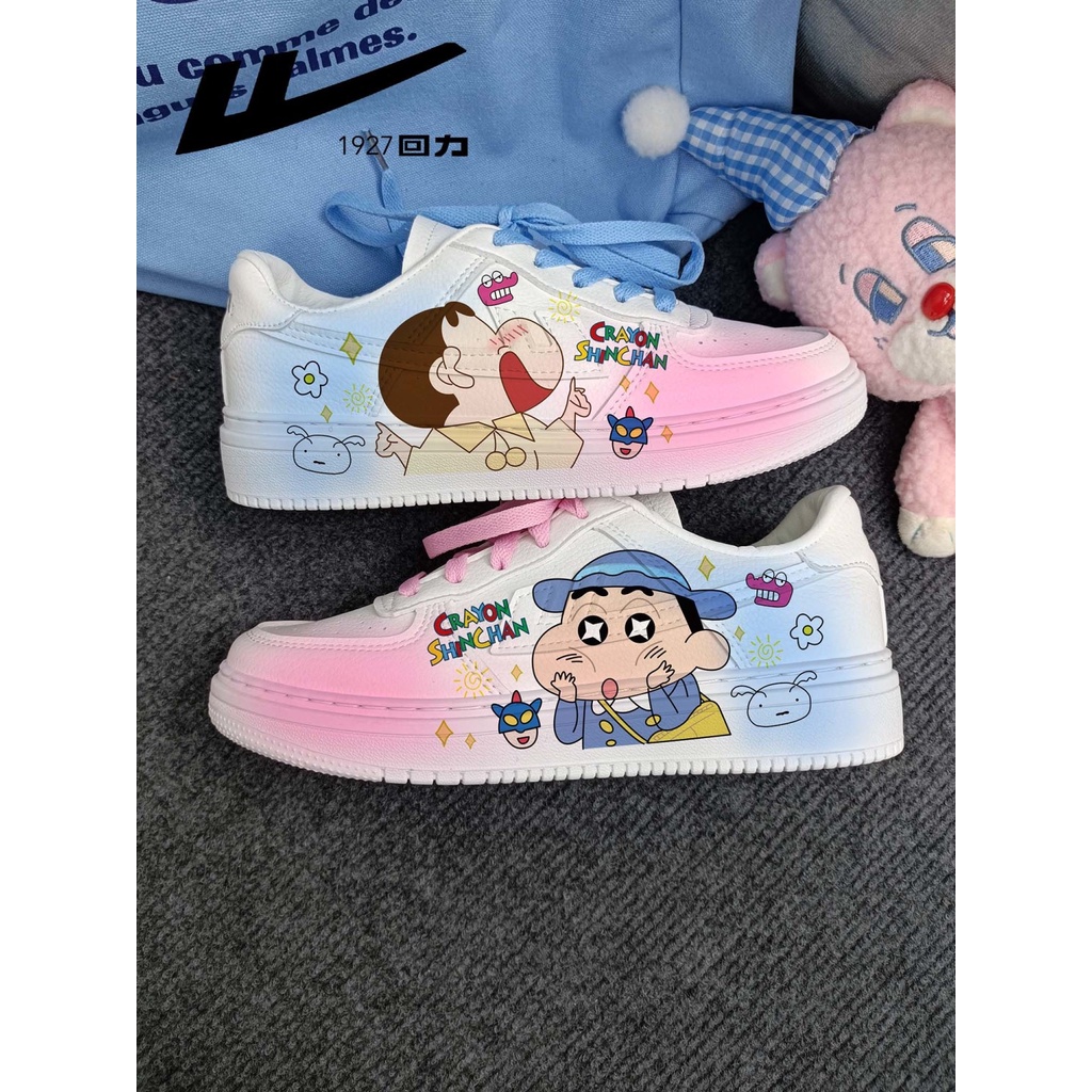 Giày Thể Thao air force Màu Trắng In Hình shin-chan Thời Trang Xuân Thu Cho Cặp Đôi