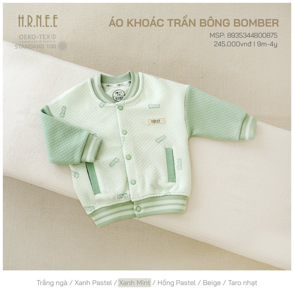 Áo Bomber trần bông Hrnee cho bé trai bé gái
