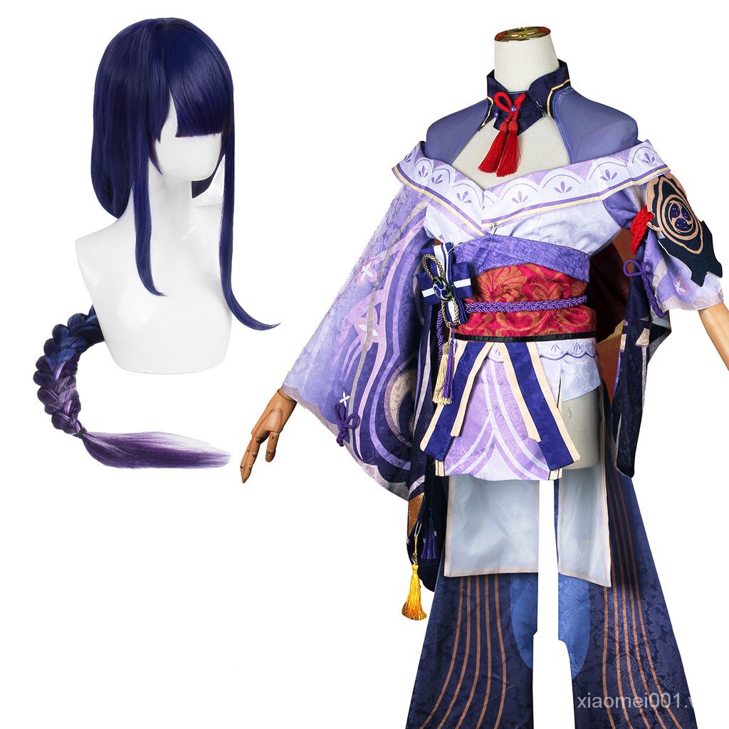 HOLOUN Genshin Impact Raiden Shogun Game Anime Cosplay Va Chạm Raiden Shogun Bộ Tóc Giả Hóa Trang Anime Làm Quà Giáng Halloween Costume Christmas Drag Party Gift M1CK