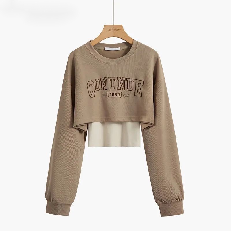 Set Áo croptop dài tay Áo thu đông Áo thun dài tay Áo baby tee trơn Áo sơ mi croptop Áo hở ngực Set Áo Thun Dài Tay Form Rộng Và Chân Váy Thời Trang Dành Cho Nữ