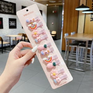 Set 10 Kẹp Tóc Hình Hoa /Trái Cây Xinh Xắn Cho Bé Gái