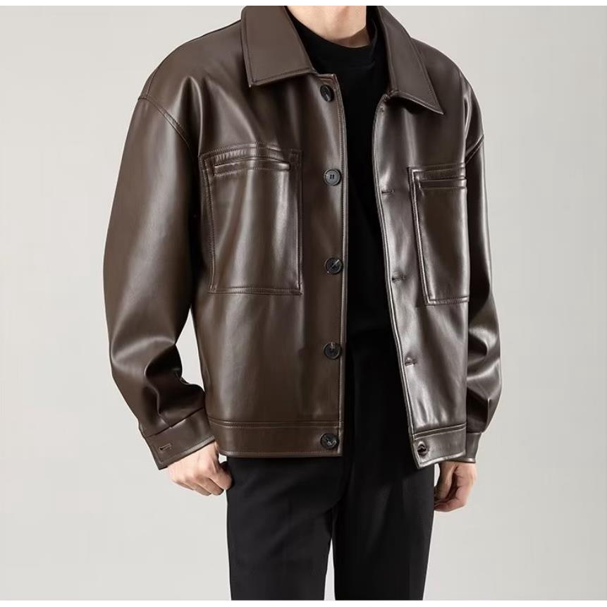 Áo Khoác Da Phong Cách Hàn Quốc Thời Trang Xuân Thu 2023 Cho Nam