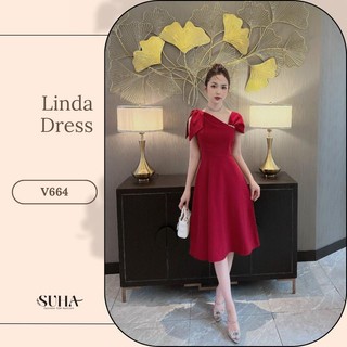 Váy thiết kế đi đám cưới điệu đà dáng xòe, che khuyết điểm Linda Dress V664 SUHA Fashion