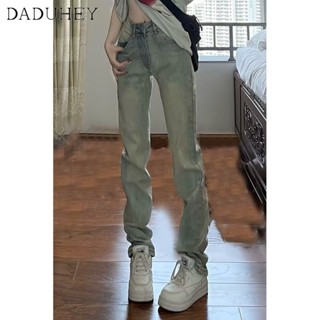  Quần jean DADUHEY ống đứng cạp cao phong cách Mỹ cổ điển cao cấp cỡ lớn 
