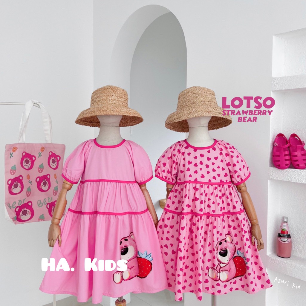 SIZE ĐẠI 8-26KG: Váy hồng gâu LOTSO xòe rộng siêu HOT cho bé gái - VGH