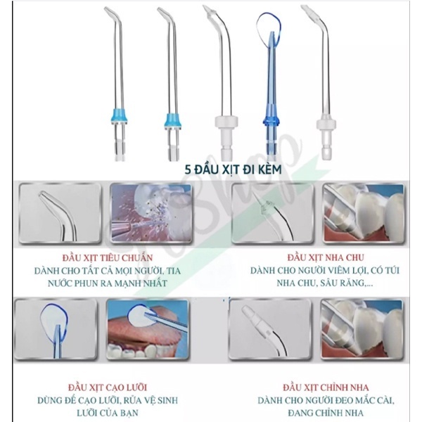 Máy Tăm Nước H2ofloss HF-9P Tăm Nước Cầm Tay Dụng cụ vệ sinh răng miệng (chính hãng)