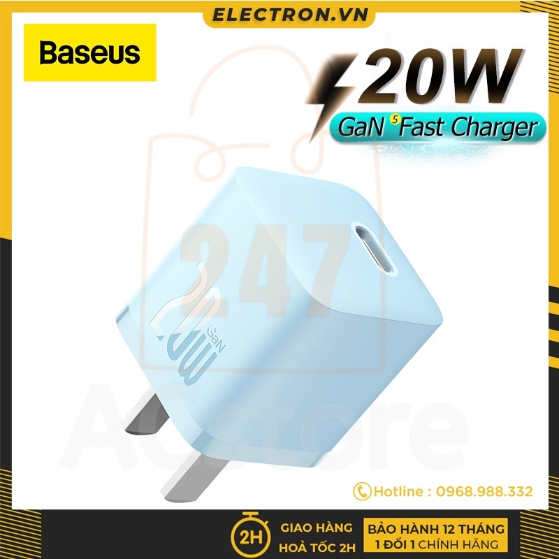 Bộ Sạc Nhanh Cho iP 20W Baseus GaN5 Fast Charger 1C