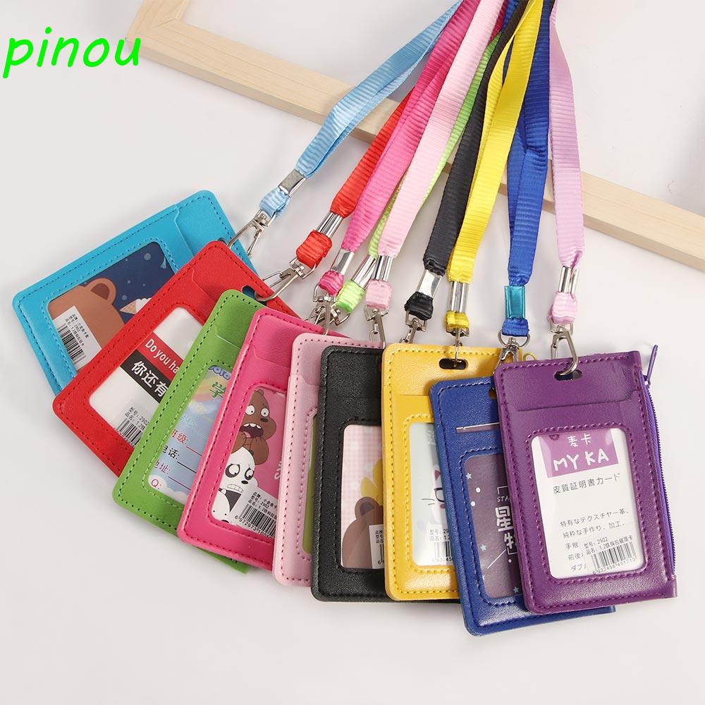 Pinou Ví Đựng Tiền Xu / Thẻ id Đơn Giản Có Dây Đeo Và Khóa Kéo Dành Cho Nam Nữ