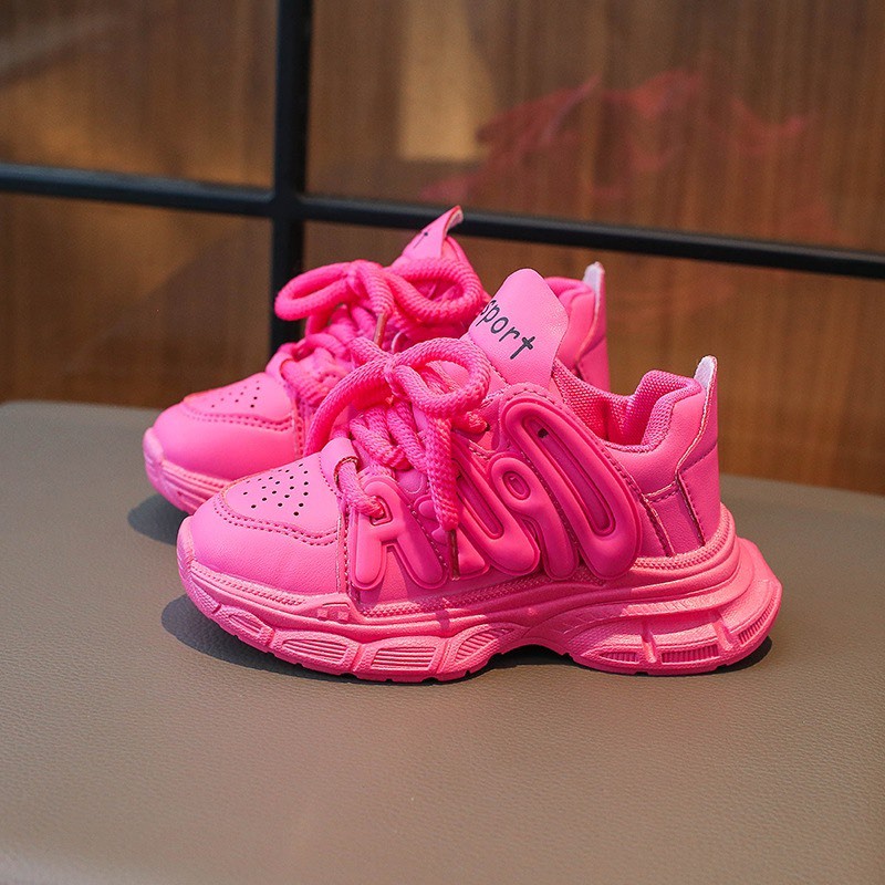 Giày thể thao cho bé siêu nhẹ đế mềm êm chân - Giày sneaker dây buộc phối Chữ nổi nhiều màu chất êm mềm cho bé 1519