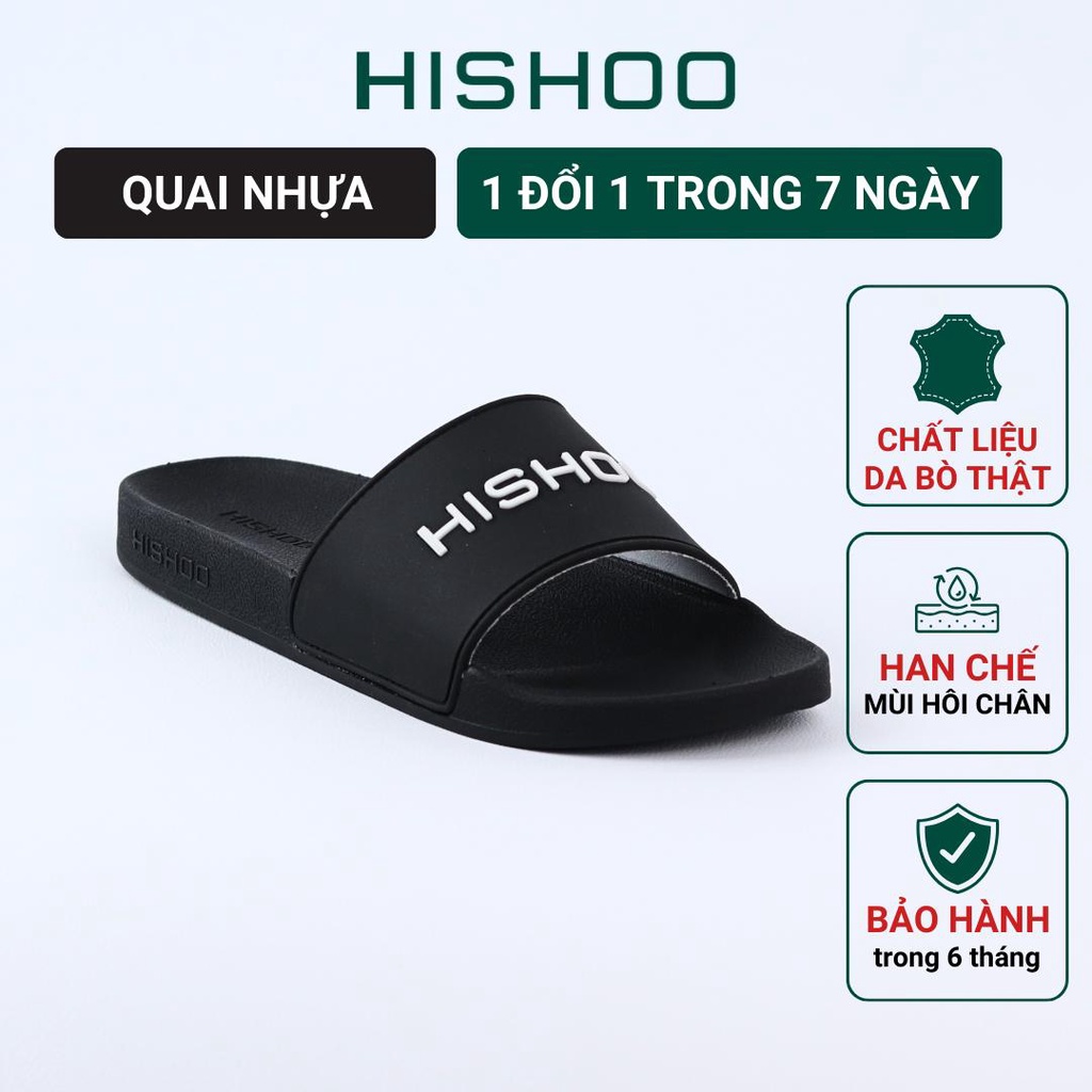 Dép quai ngang slipper quai nhựa Đen (R) cao cấp trẻ em,nam, nữ HISHOO siêu nhẹ thời trang size 36-45 N112