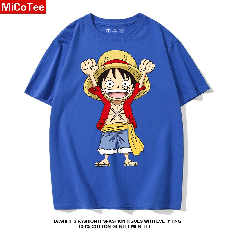 Áo Thun cotton Tay Ngắn In Hình luffy Cá Tính Hợp Thời Trang