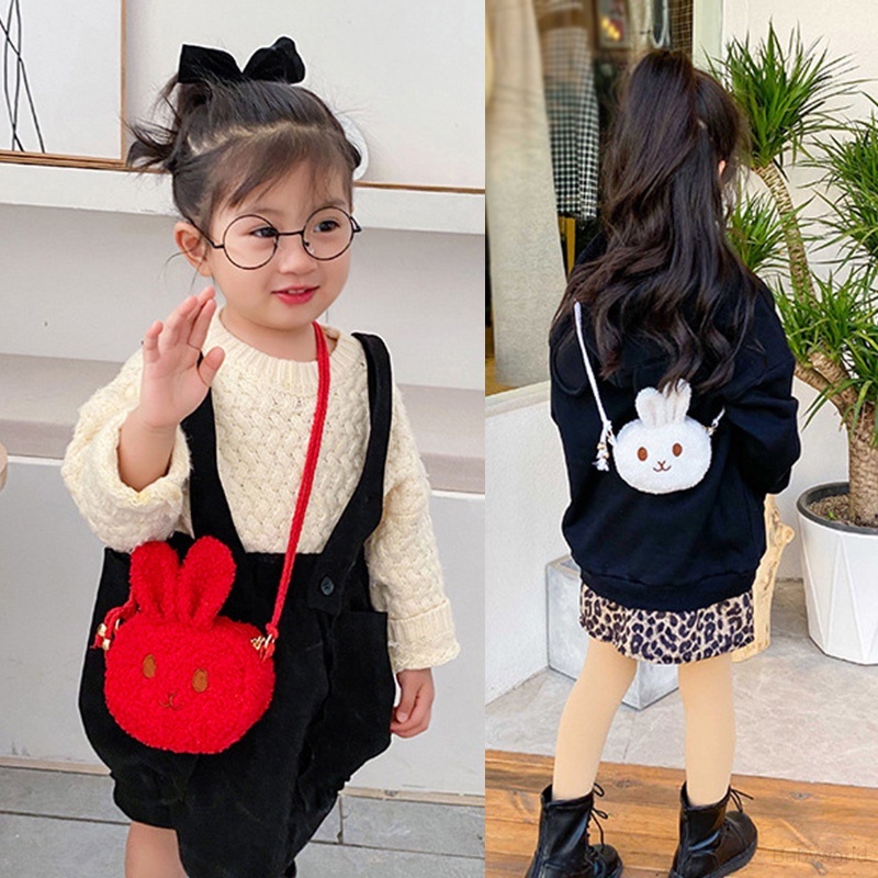 Túi Đeo Chéo mini Hình Thỏ Hoạt Hình Dễ Thương Cho Bé Gái
