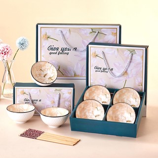 Bộ bát đũa gốm sứ sáng tạo quà tặng, bộ đồ ăn quà lưu niệm quà tặng nhỏ, hộp quà gia đình