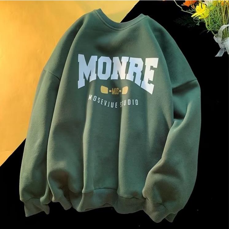 Áo sweater nam bigsize có size lớn M-8xl Áo Sweater cotton Nhung Dày Tay Dài Cổ Tròn In Chữ Thời Trang Mùa Thu Cho Nam