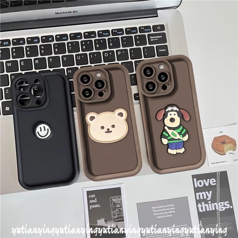 Dễ Thương Ốp Điện Thoại Mềm Chống Sốc Màu Trơn Hình Gấu 3d Cho iphone 11 15 13 14 12 pro max xr xs x max 7plus 7 8 6 6s plus se 2020