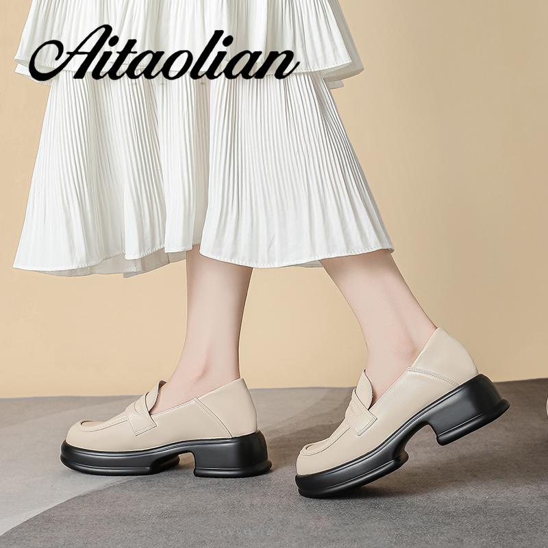 Giày Cao Gót 5cm Da Thật Mềm Mại Thiết Kế Đơn Giản Phong Cách Anh Quốc Thời Trang