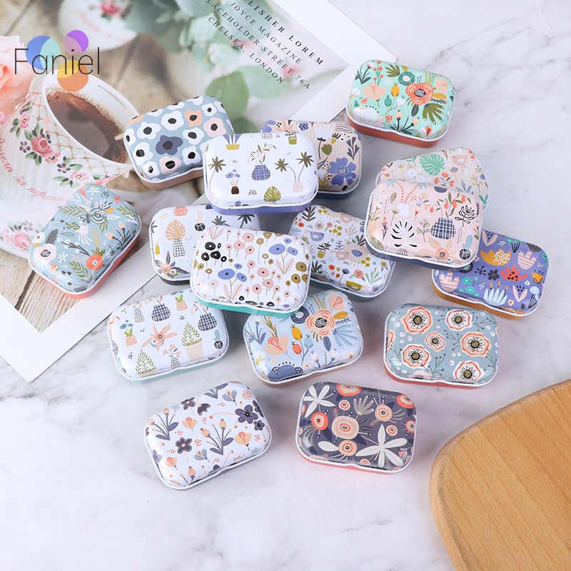 Hộp Thiếc mini Đựng Tiền Xu / Trang Sức Họa Tiết Hoa Mạ Thiếc M I